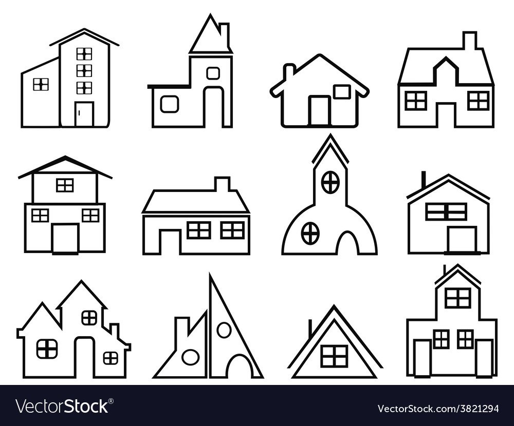 Домик чб контур