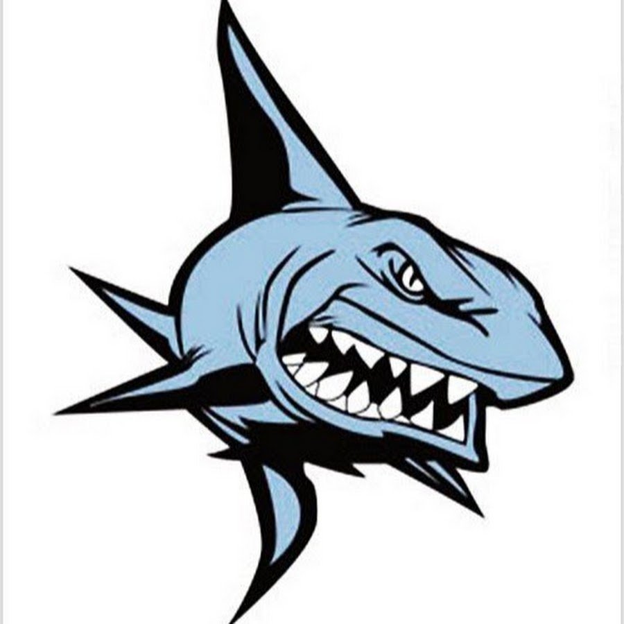 Белая акула мультяшная с зубами