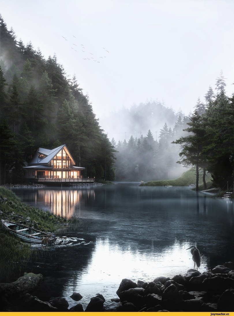 Дом в лесу у озера