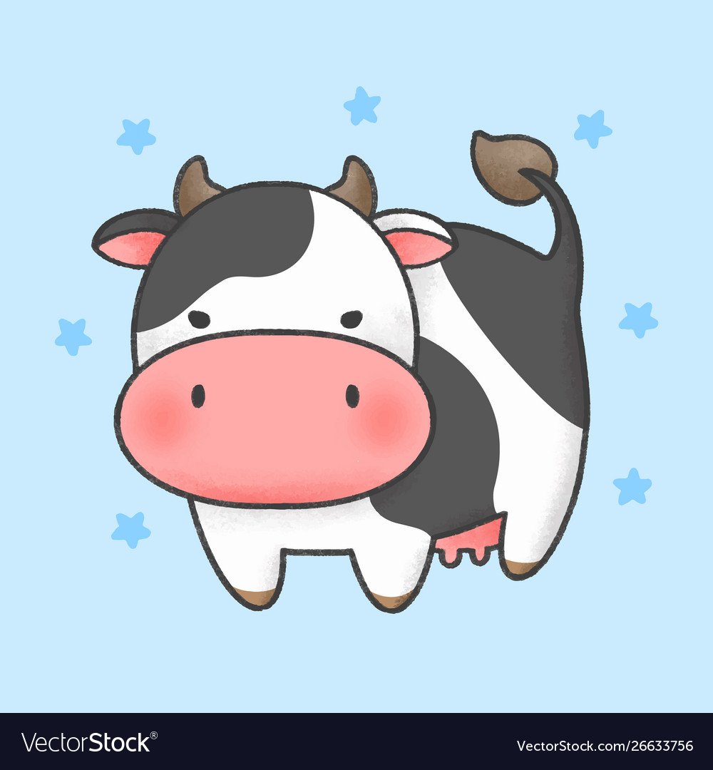 Корова мультяшный стиль рисунок