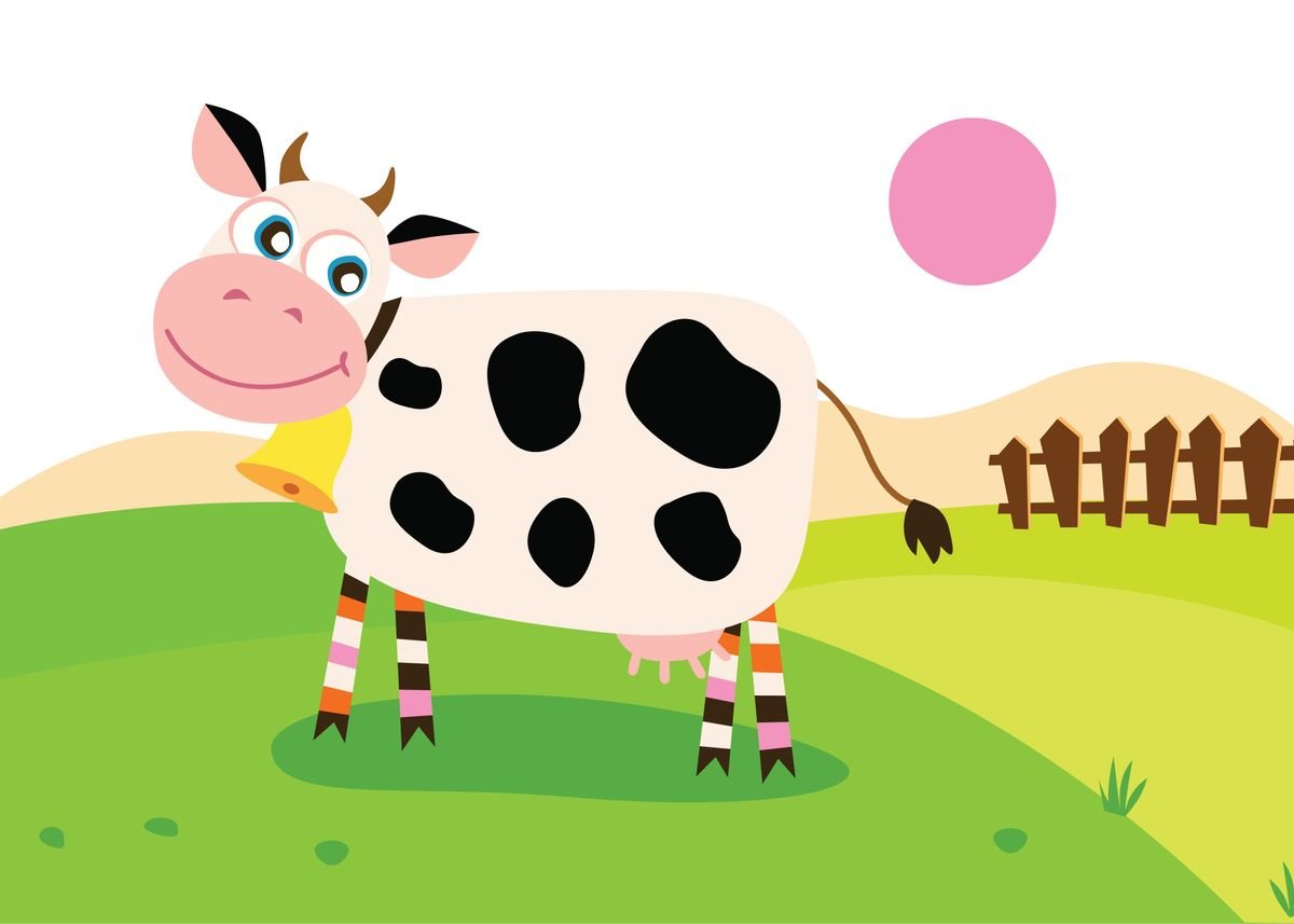 Мультяшная корова с молоком