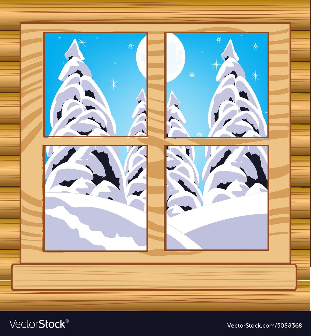 Мультяшное зимнее окно