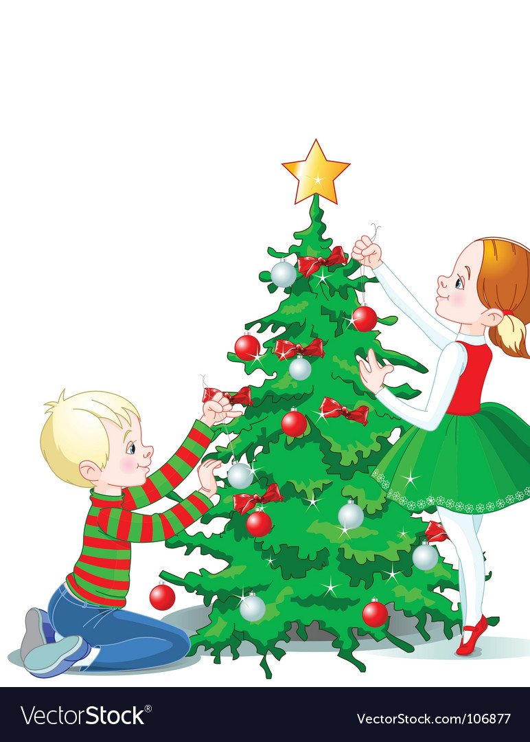 Дети наряжают елку картинки