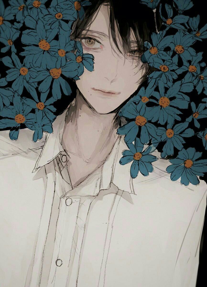 Парень в цветах арт