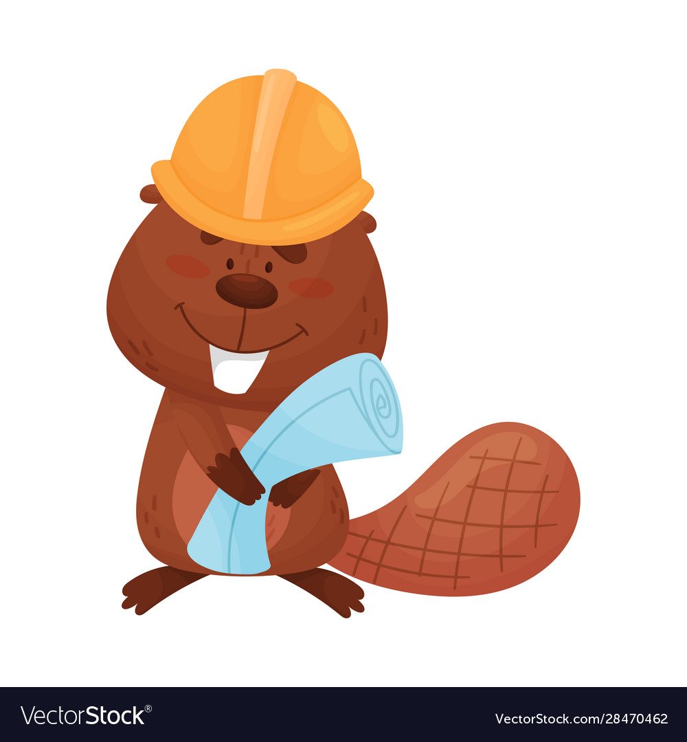 Бобер в каске вектор