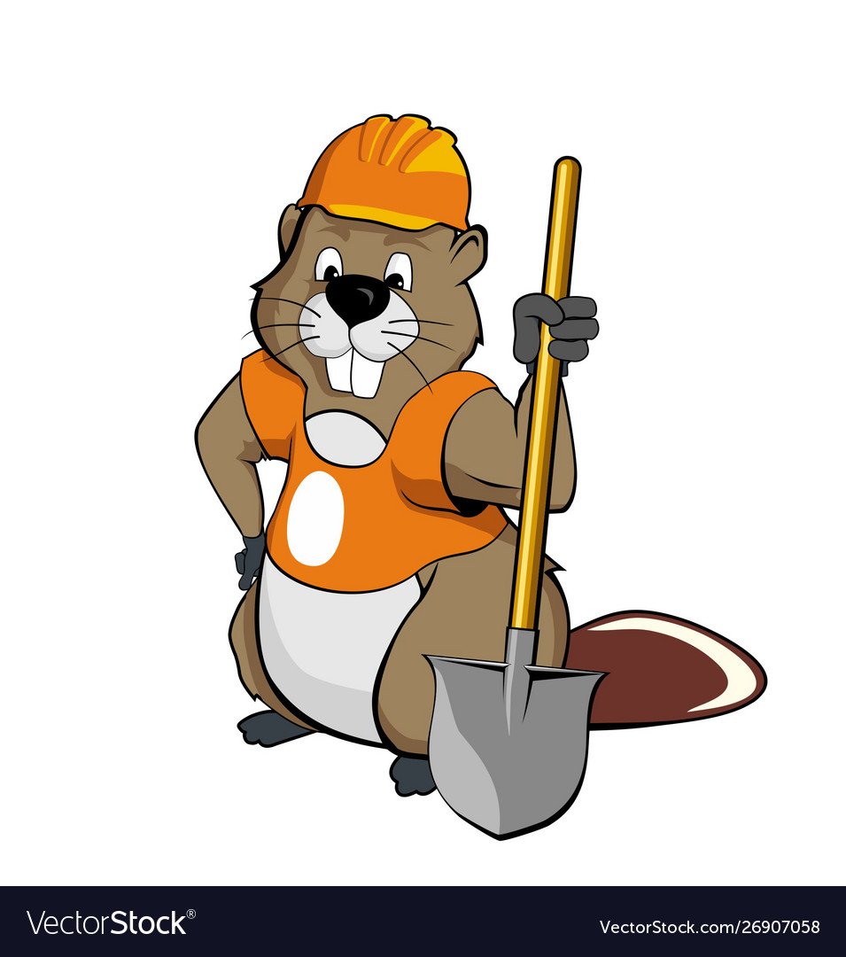 Бобер с лопатой