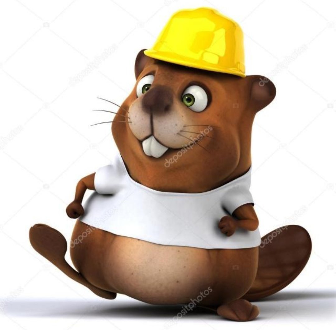 Герой мультика Бобр в каске