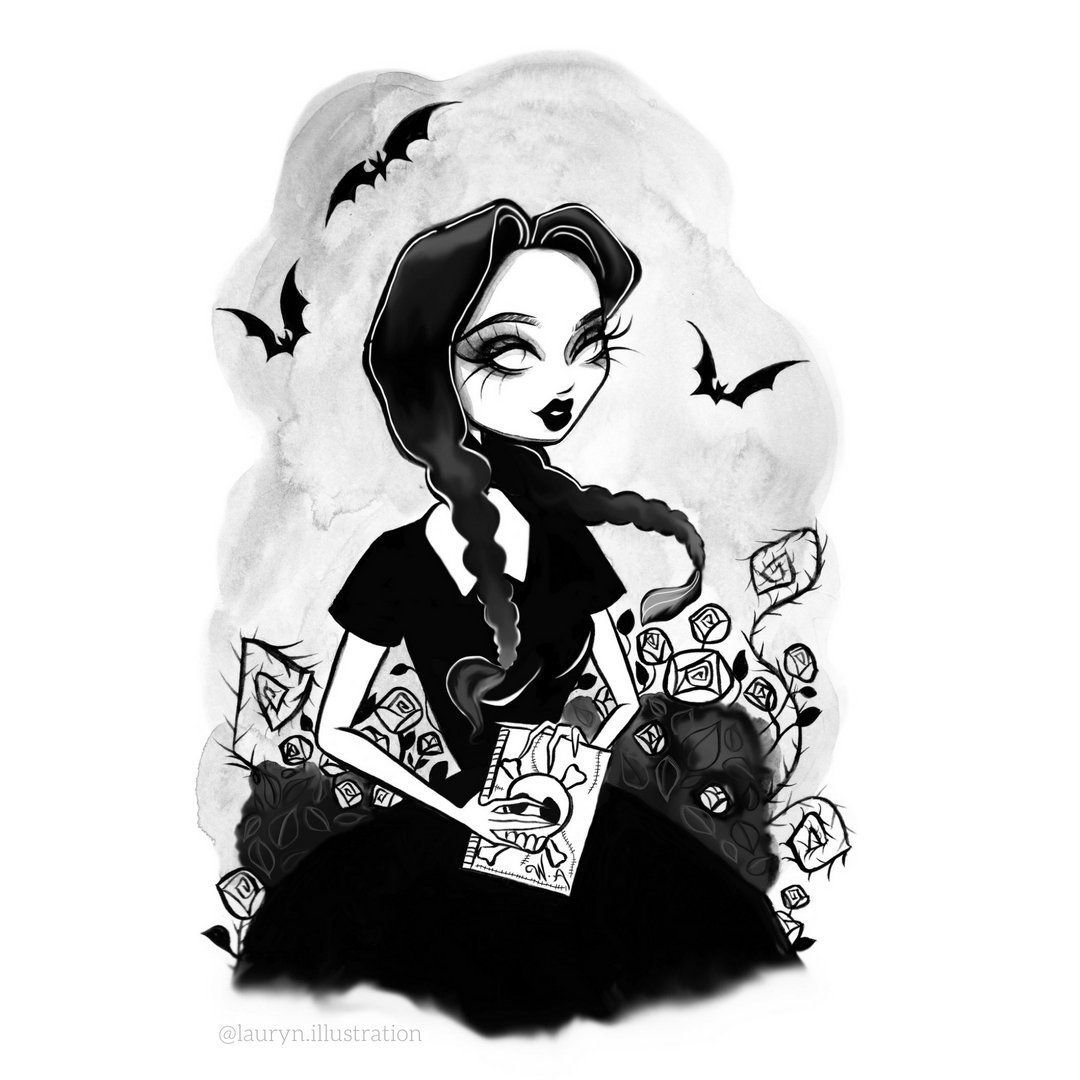 Венздей Аддамс рисунок