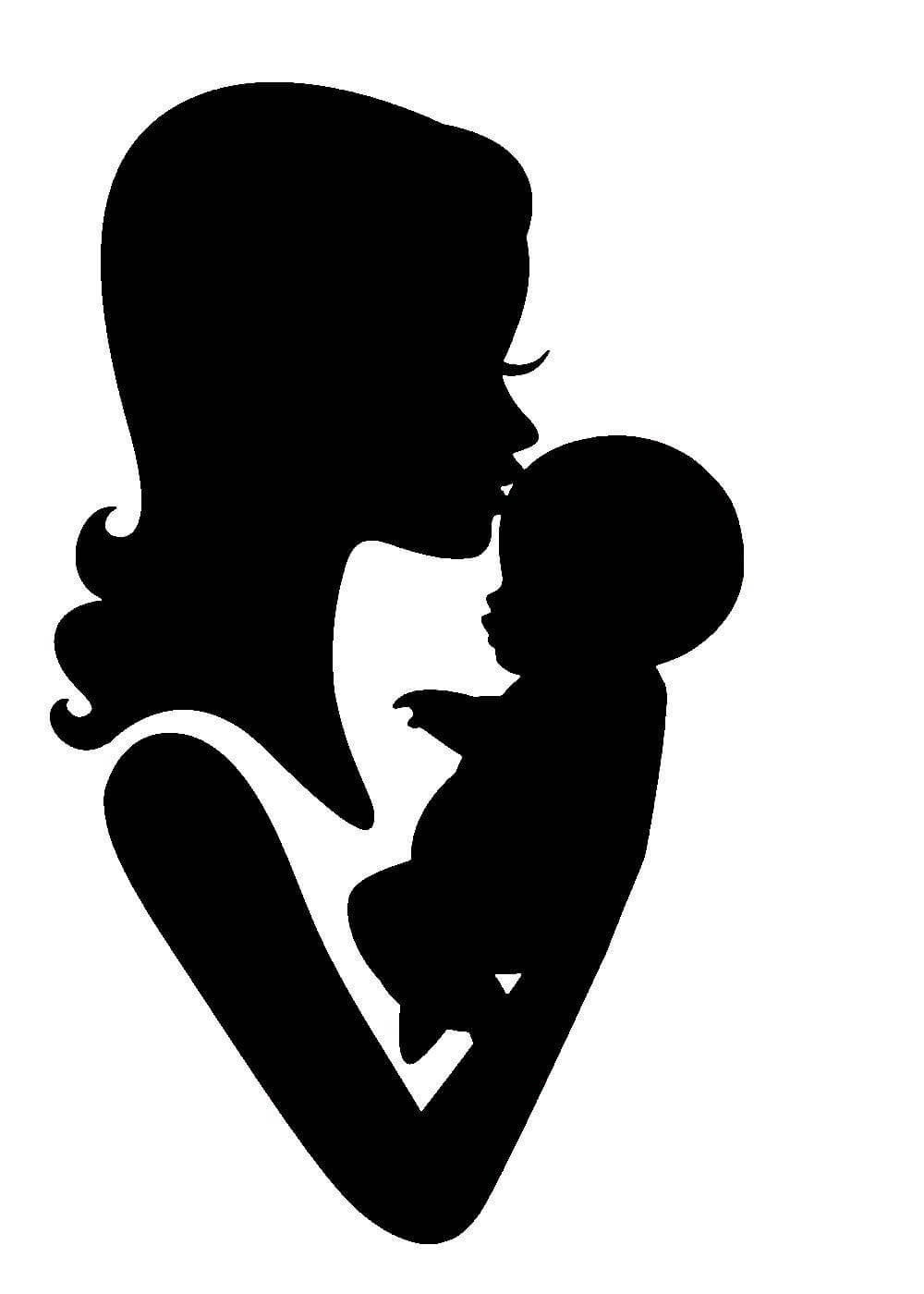 Силуэт мамы с ребенком