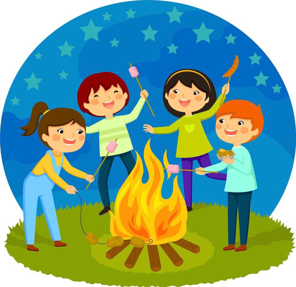 Дети вокруг костра