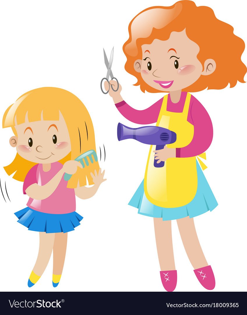 Парикмахер на белом фоне для детей