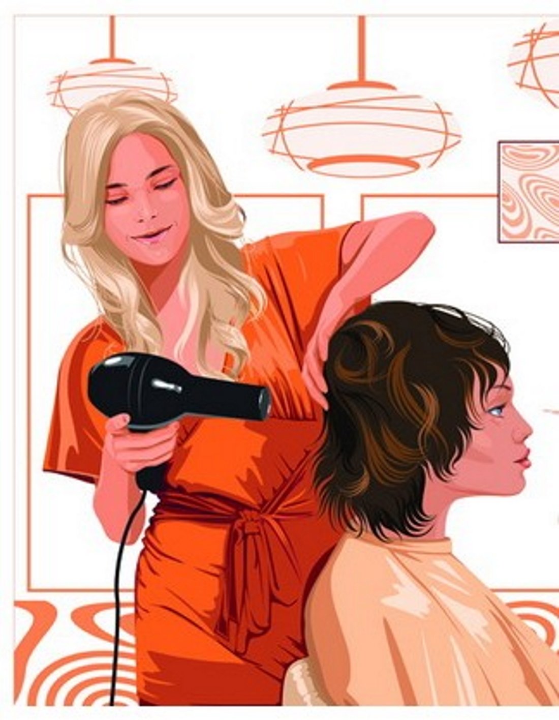 Девушка в парикмахерской рисовать