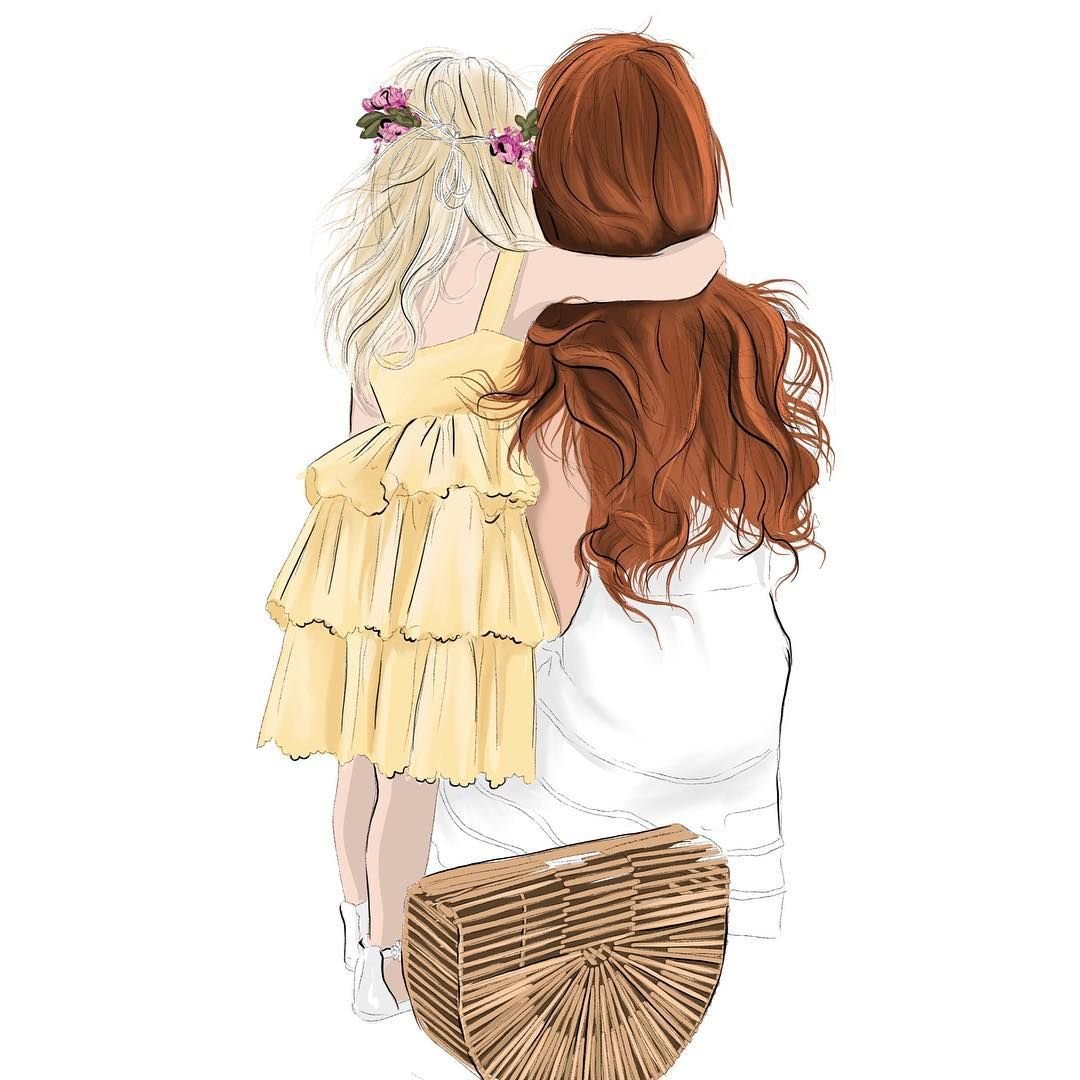 Мама с дочкой иллюстрация