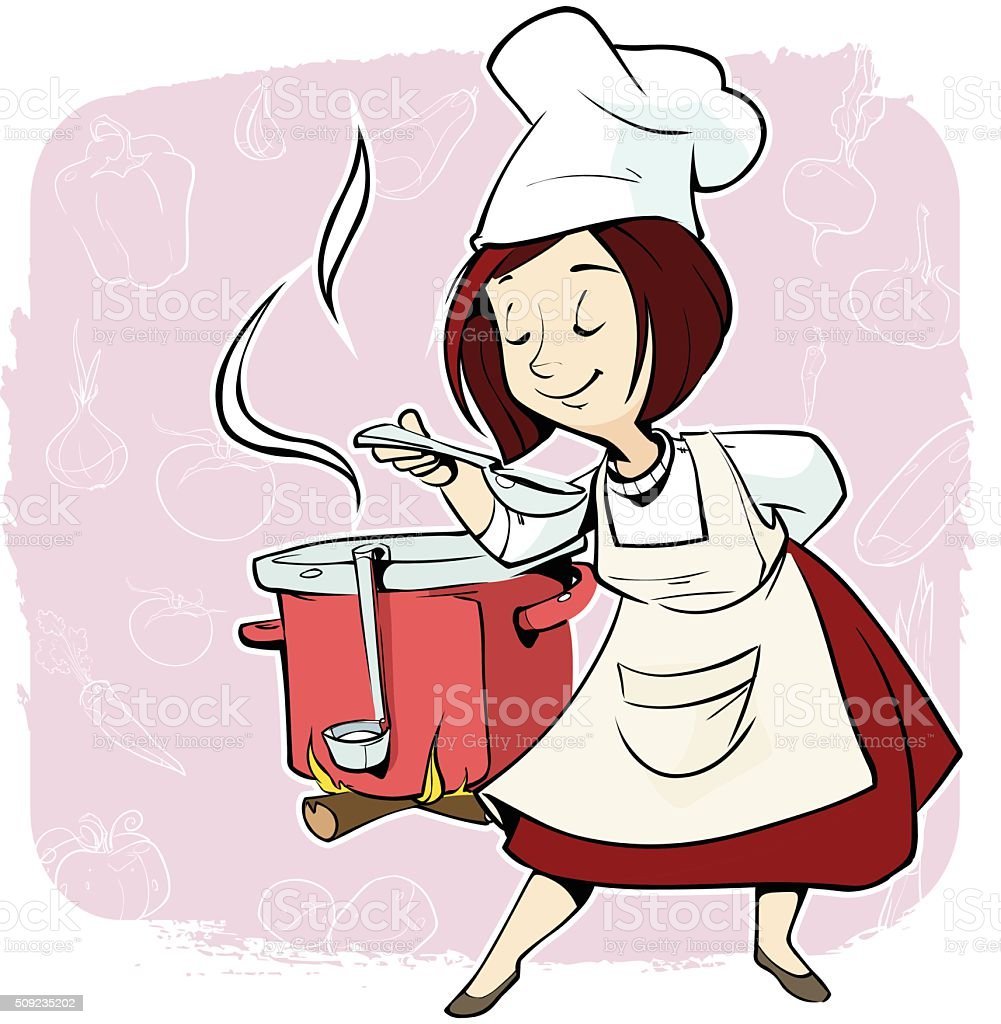 Веселый повар женщина