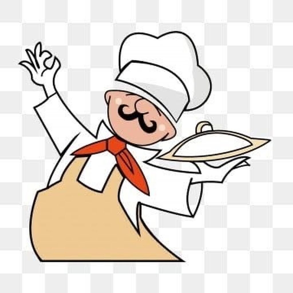 Повар держит блюдо вектор