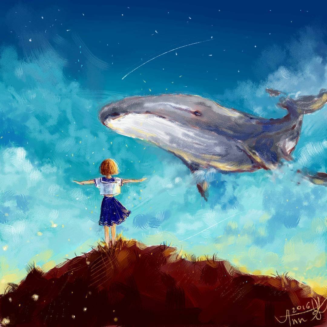 Летающий кит в море