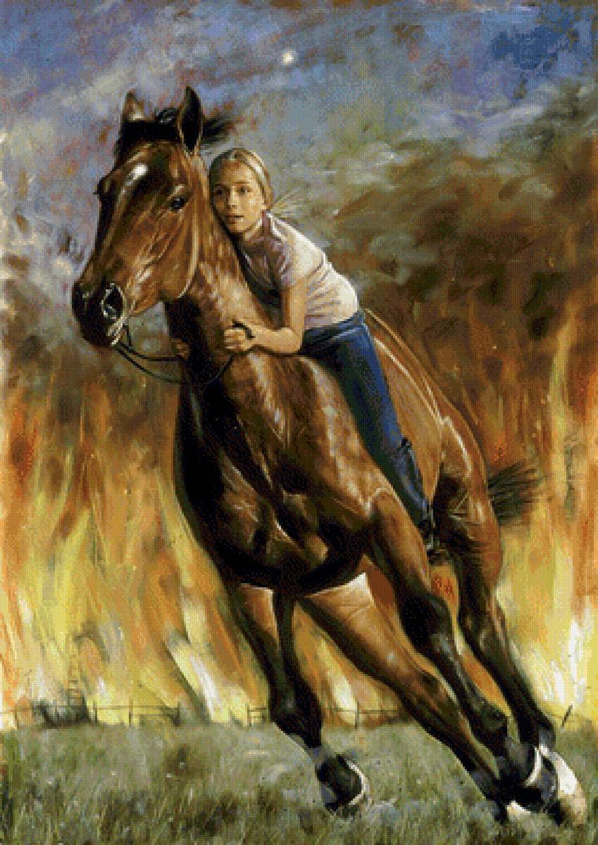 Горящий деревянный дом