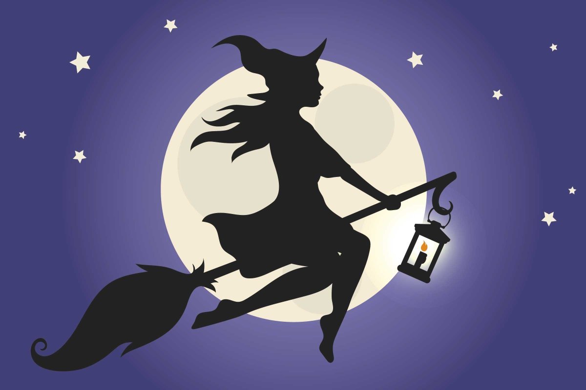 Ведьмочка на метле арт