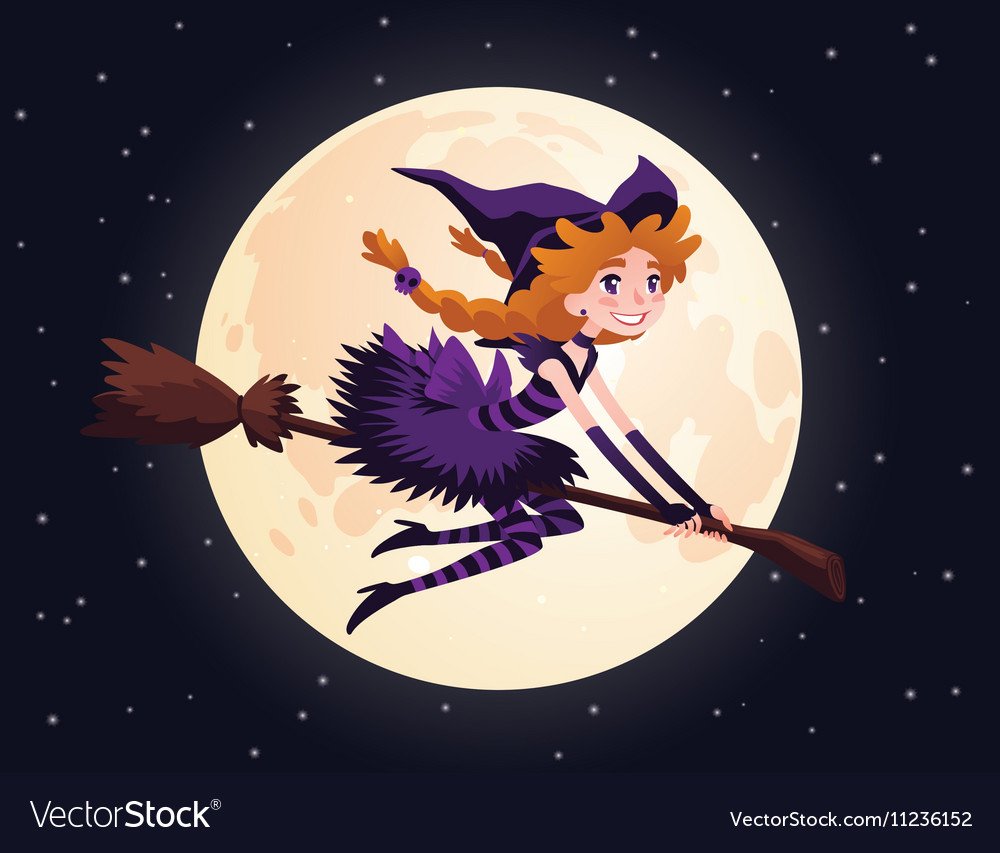 Ведьма на метле вектор