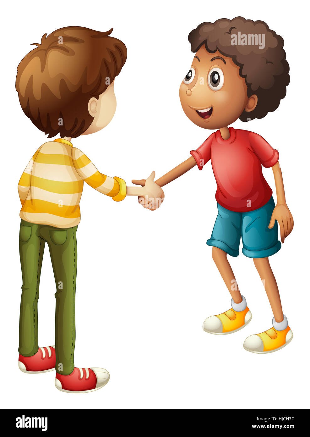 Дети знакомятся на белом фоне