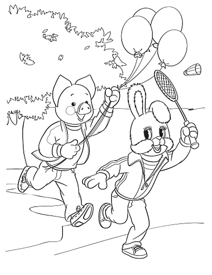 Раскраска Хрюша из спокойной ночи малыши