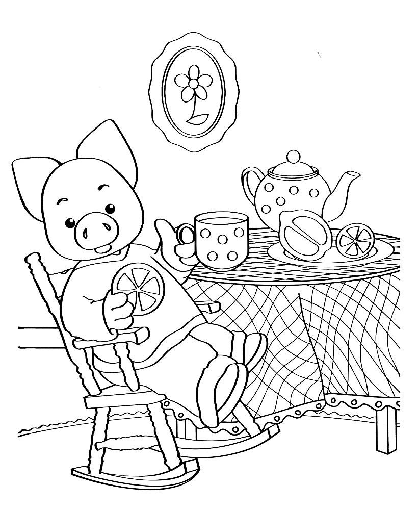 Раскраска Хрюша из спокойной ночи малыши