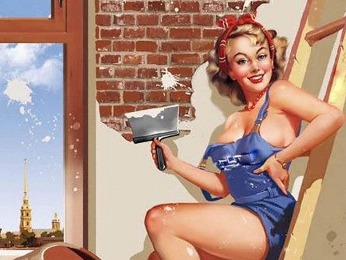 Девушка штукатур