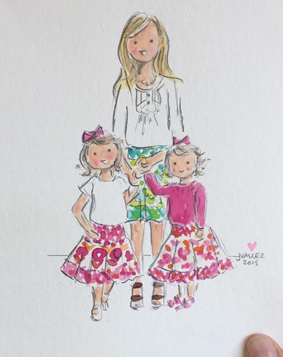 Мама и две Дочки рисунок