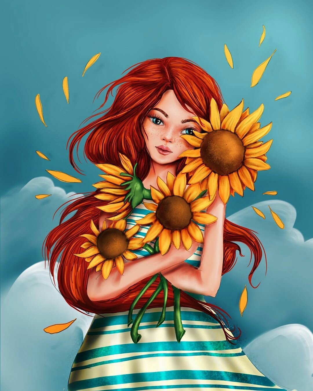 Рыжие девушки Рисованные