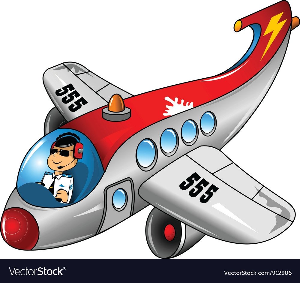 Мультяшный самолет с пилотом