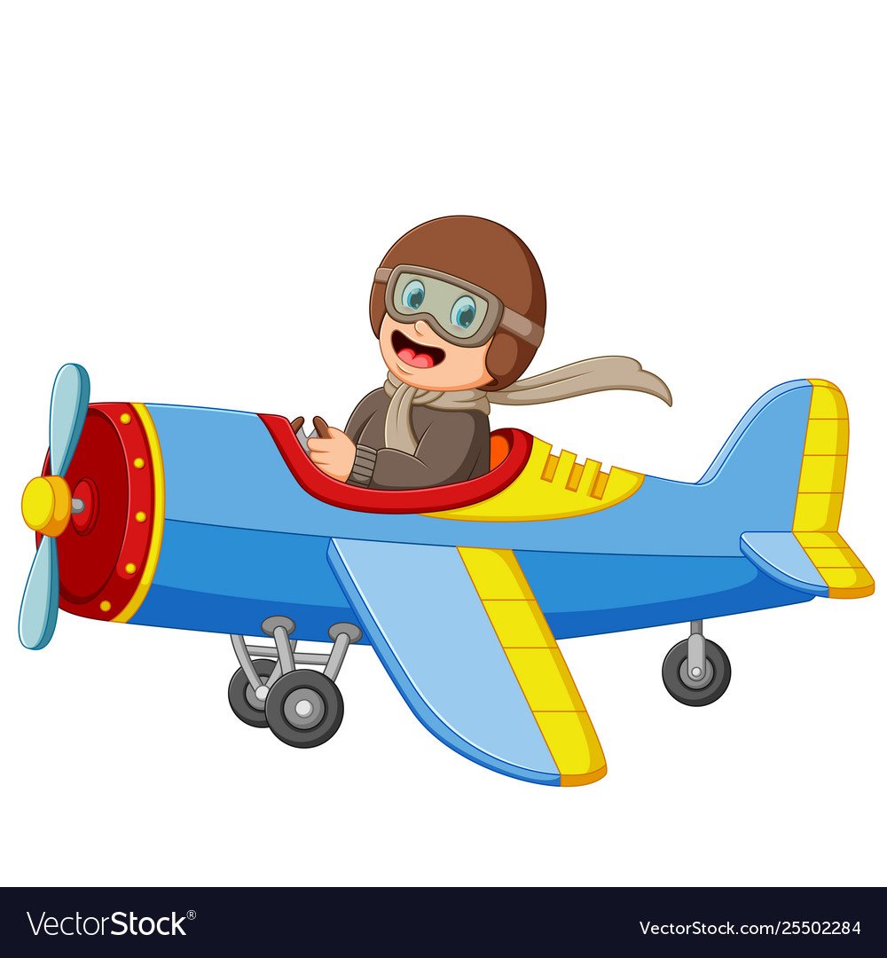 Мальчик на самолете иллюстрация