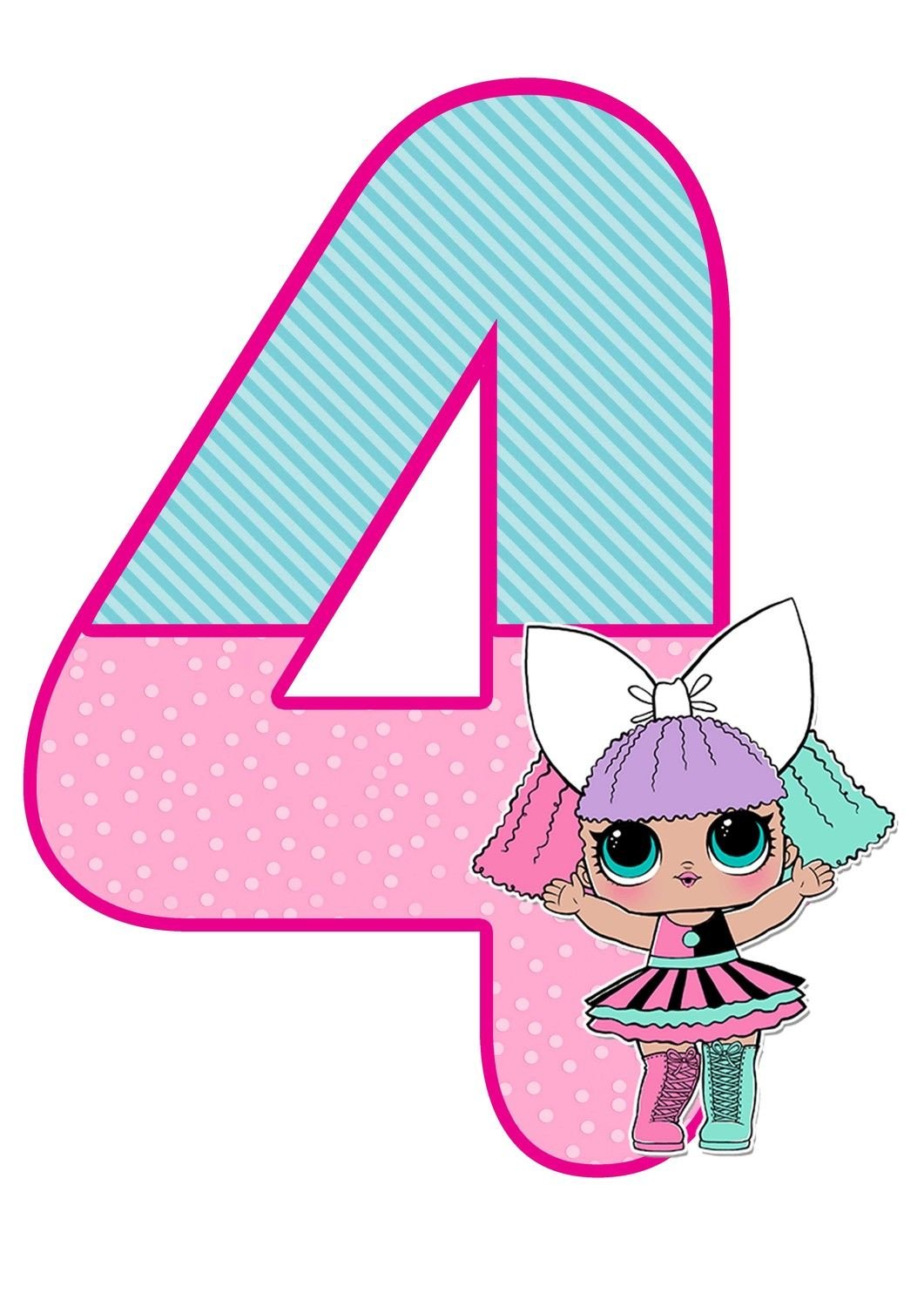 Куклы ЛОЛ цифра 4 для печати