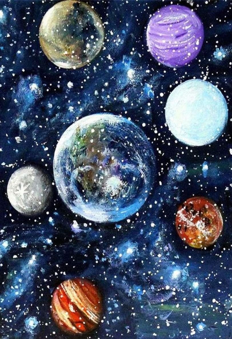 Космос красками с планетами