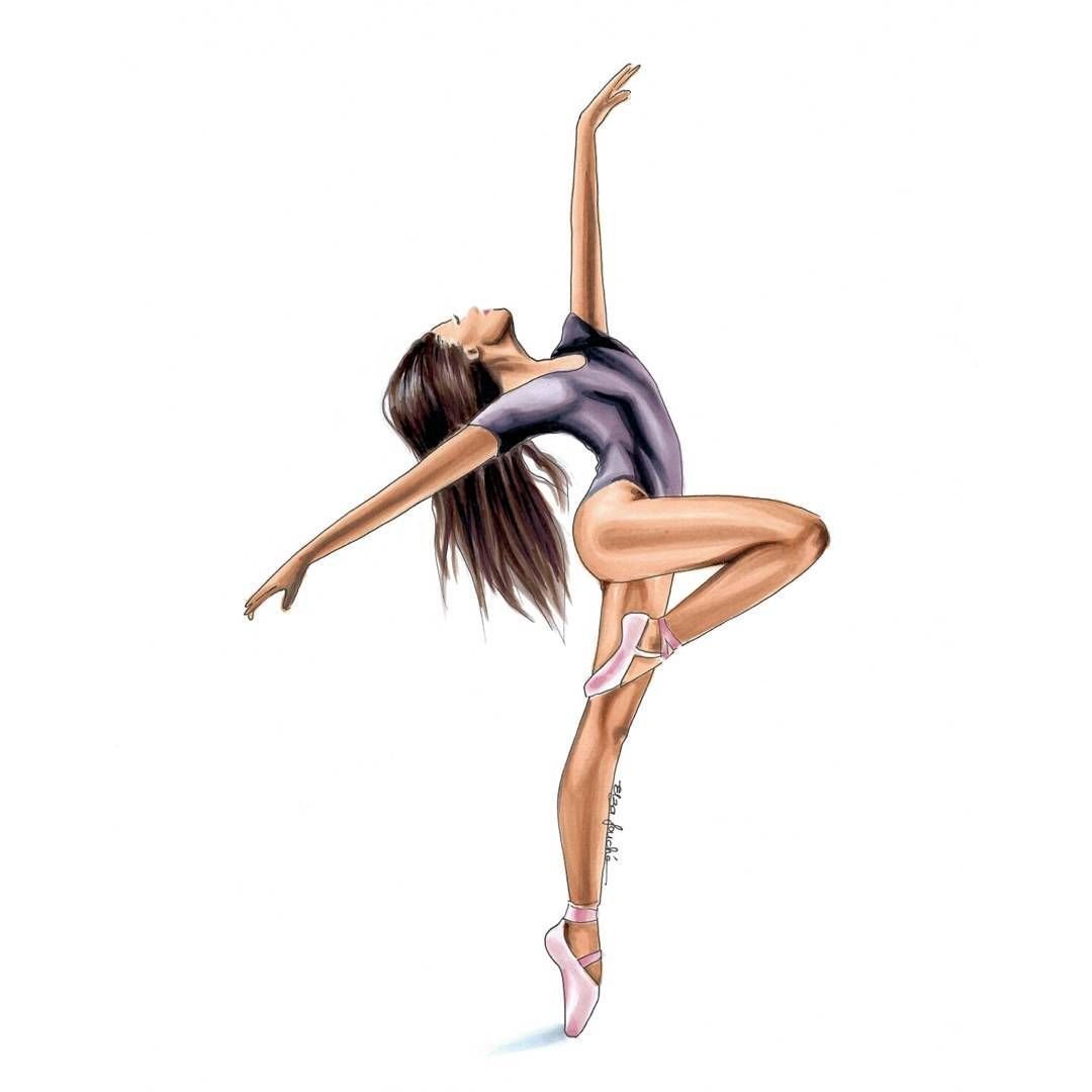 Балерина силуэт акварель