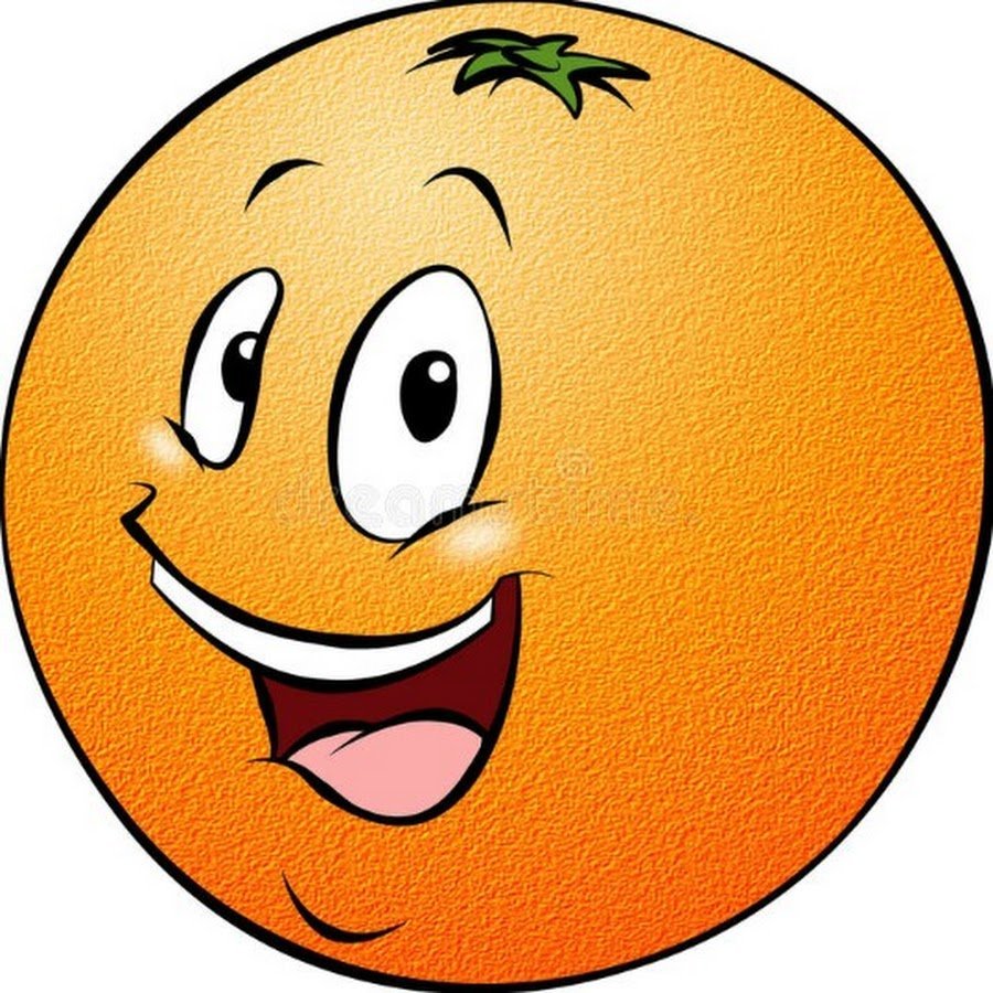 Веселый апельсин на прозрачном фоне