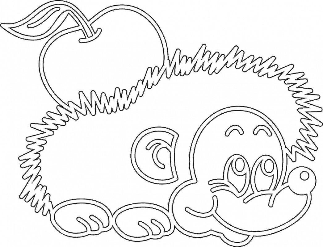 Ежик с листьями раскраска