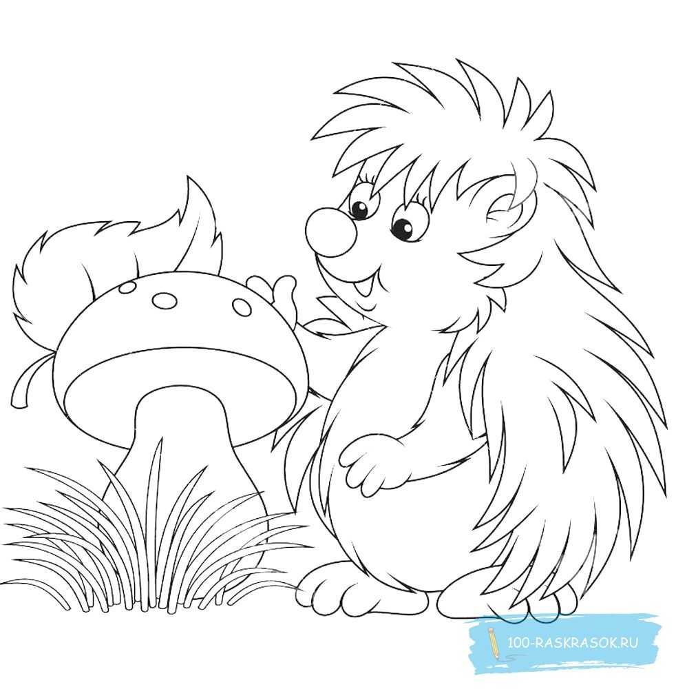 Еж мультяшный в яблоках