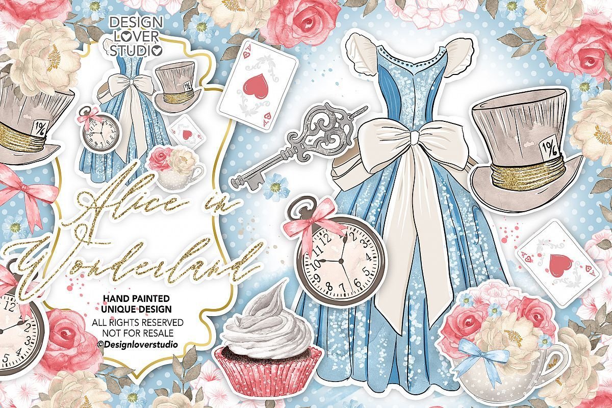 Векторные иллюстрации Алиса в стране чудес