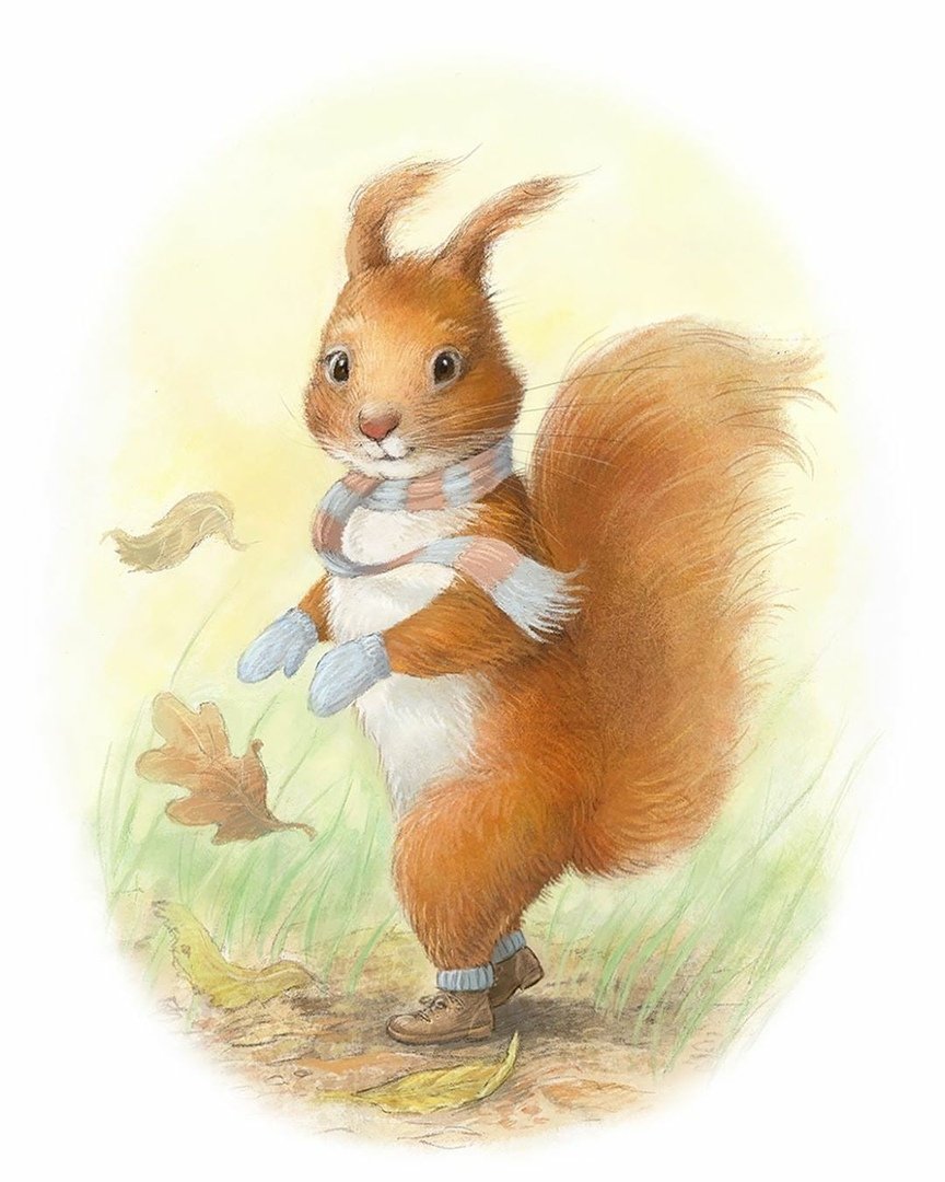 Белка акварелью