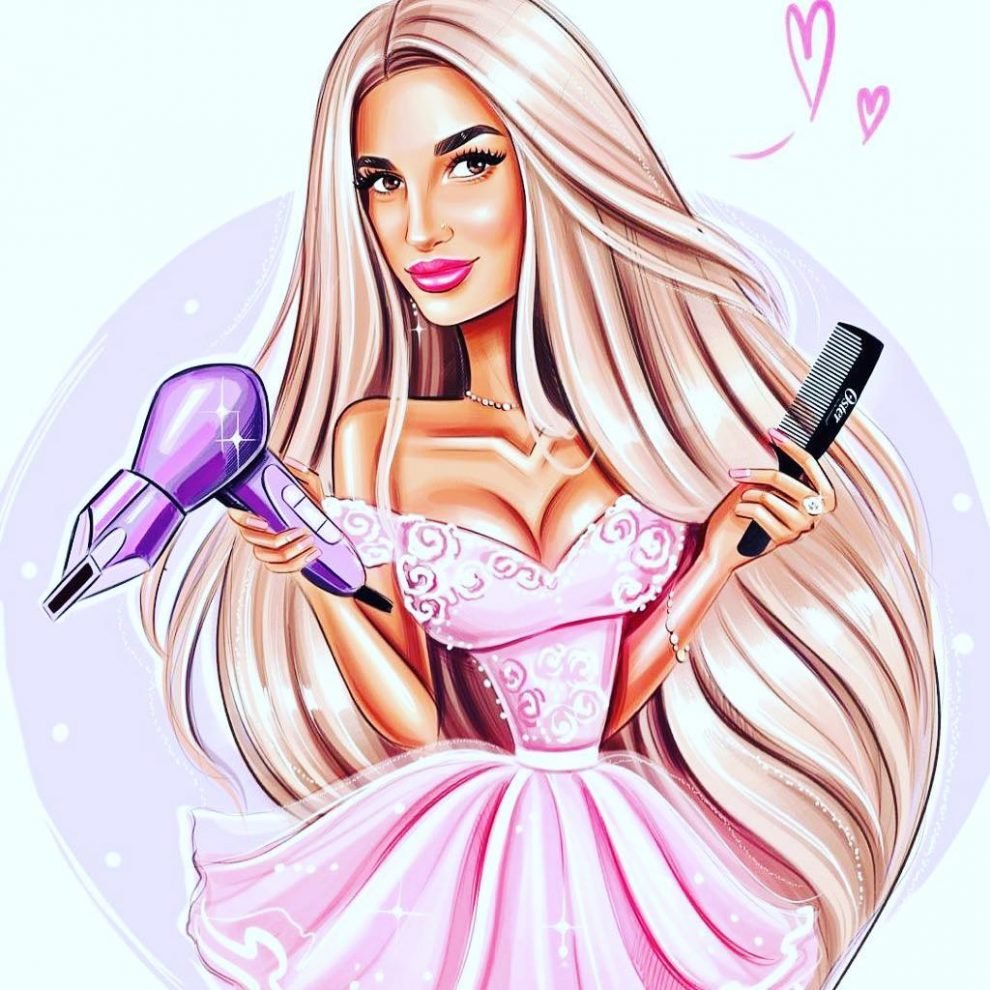 Девушка парикмахер мультяшная