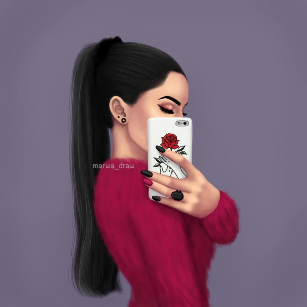 Мультяшные девушки с телефоном