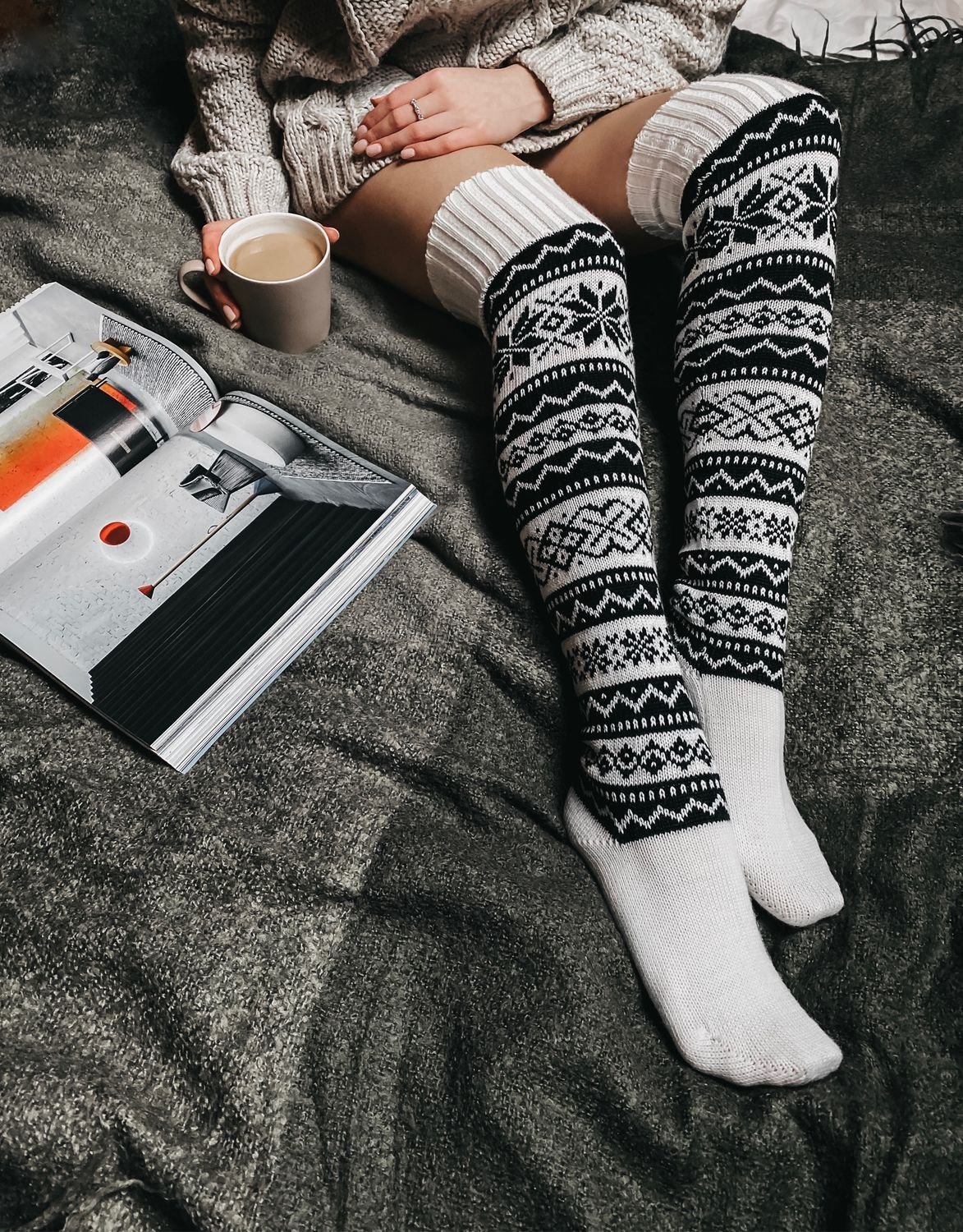 Вязаные шерстяные гольфы