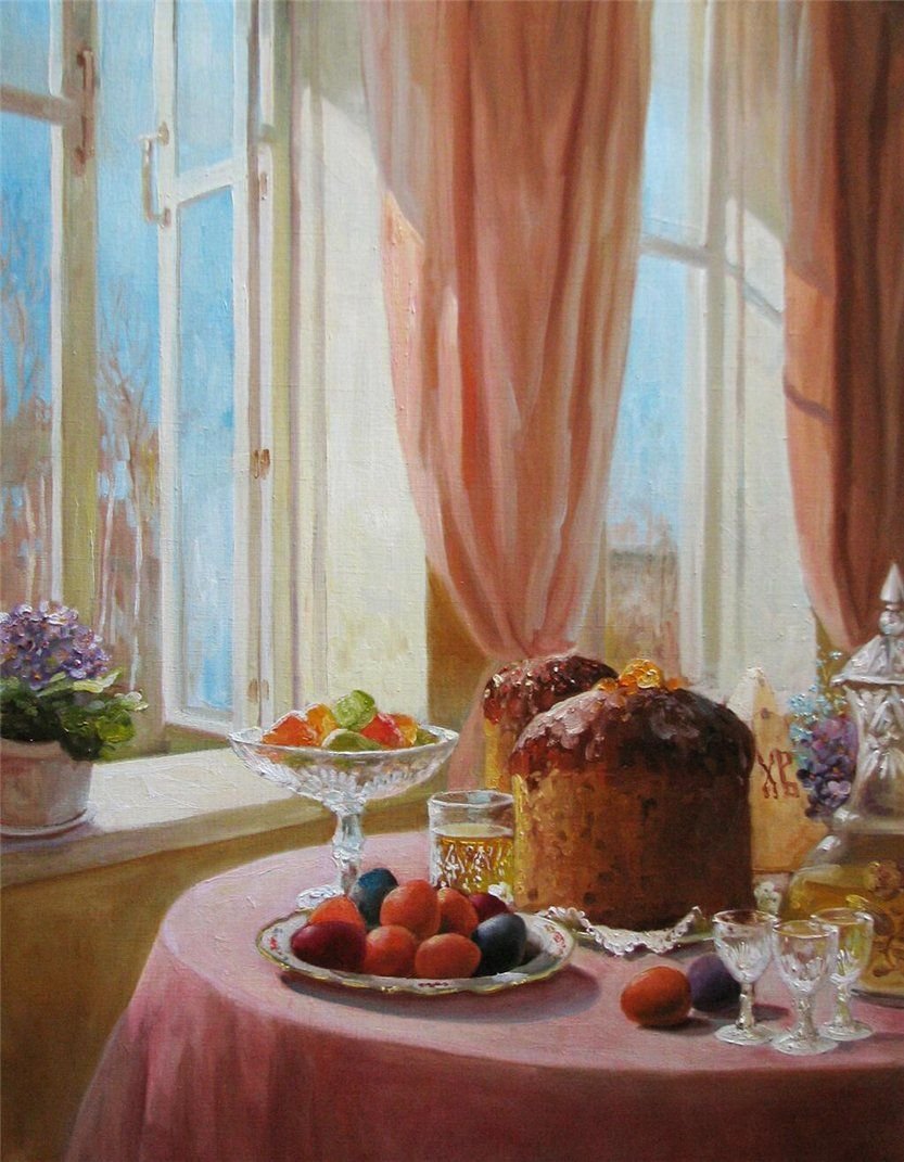 Пасхальный стол Кустодиев