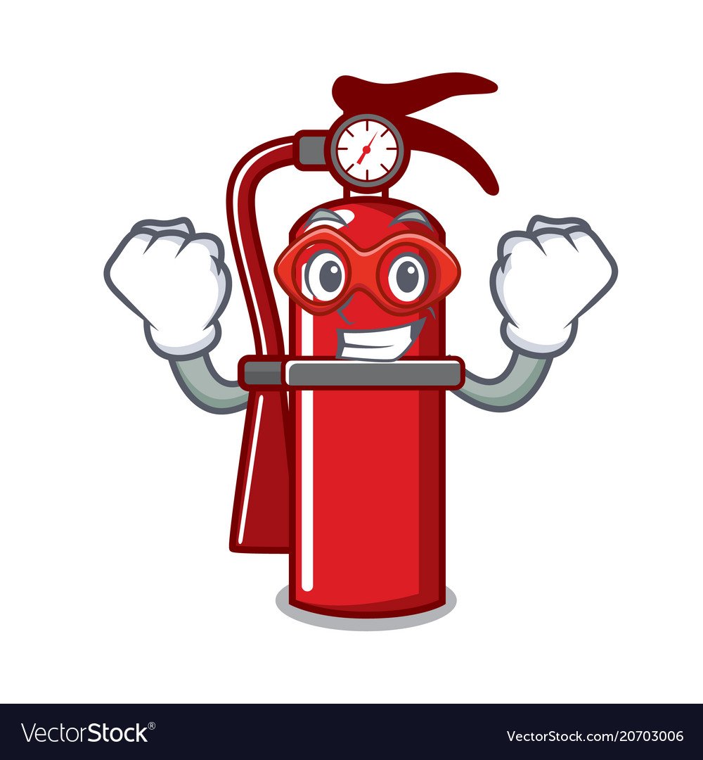 Веселый огнетушитель на прозрачном фоне