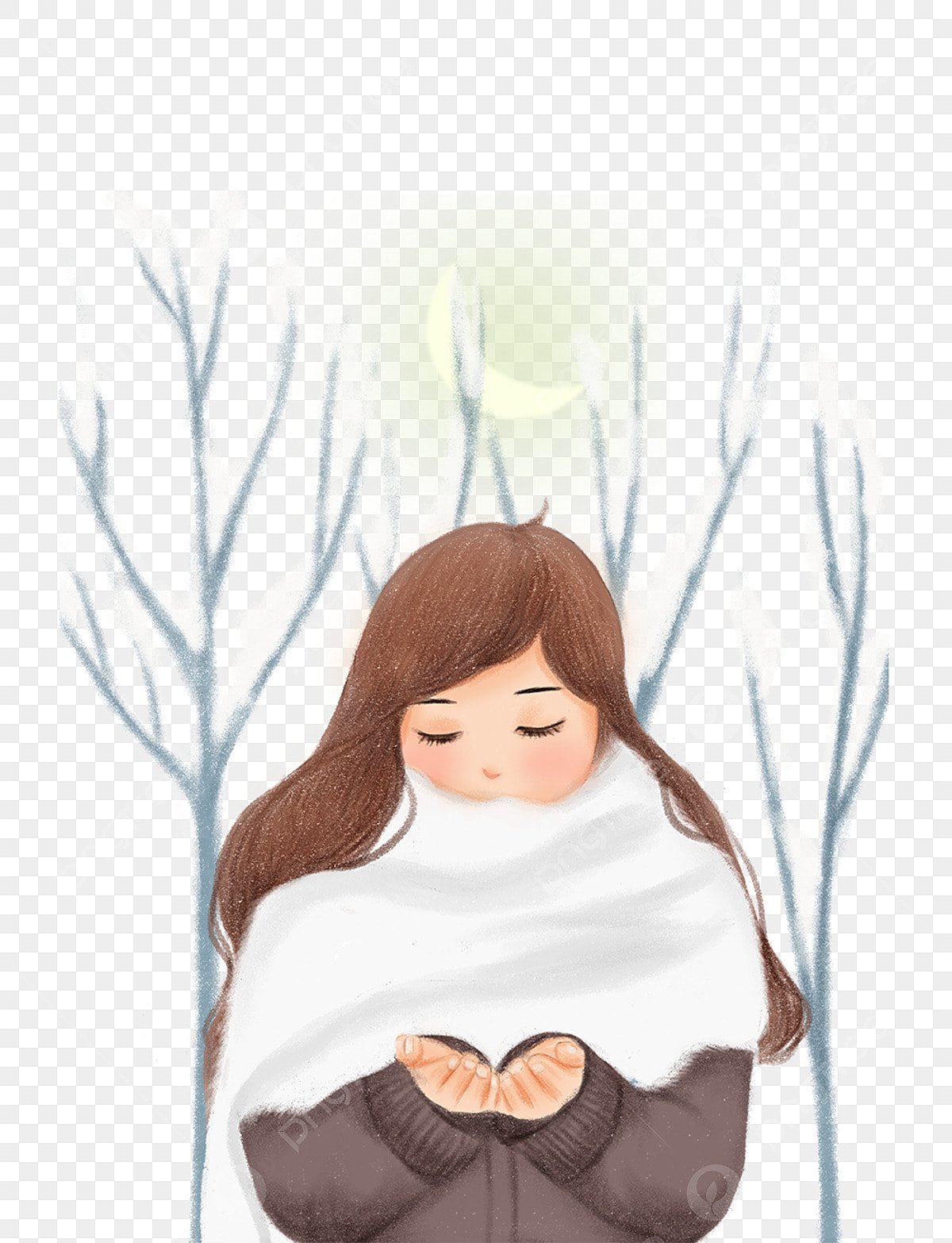 Девушка зима мультяшная