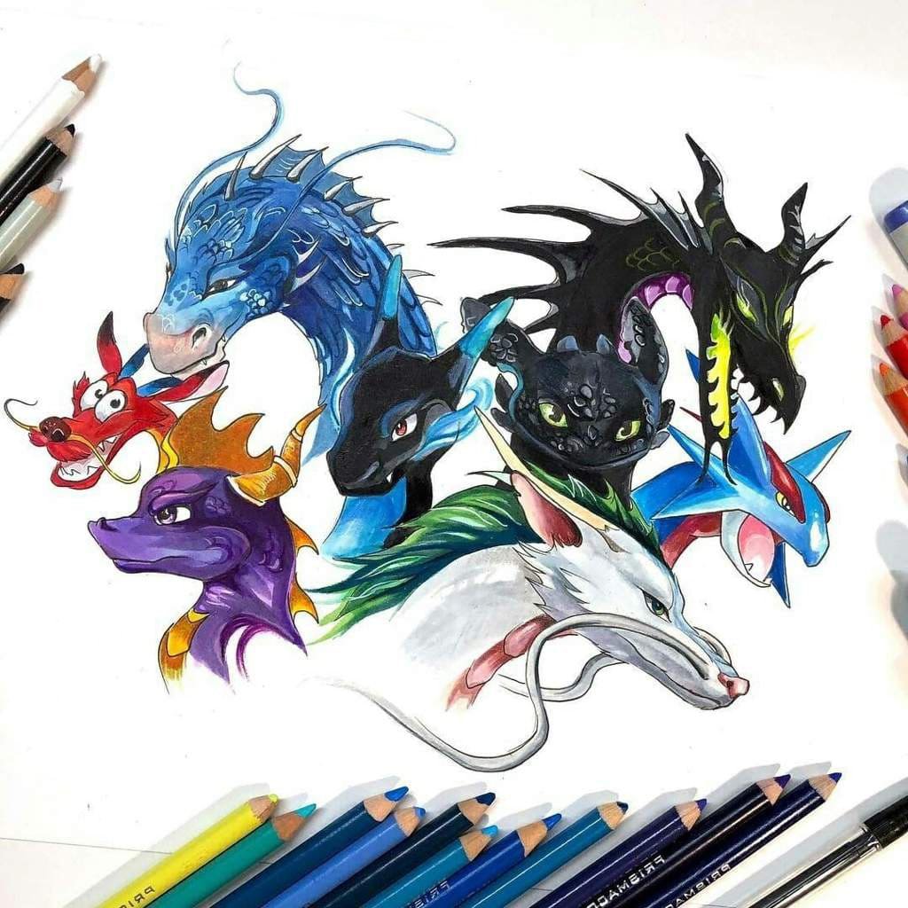 Дракон красками