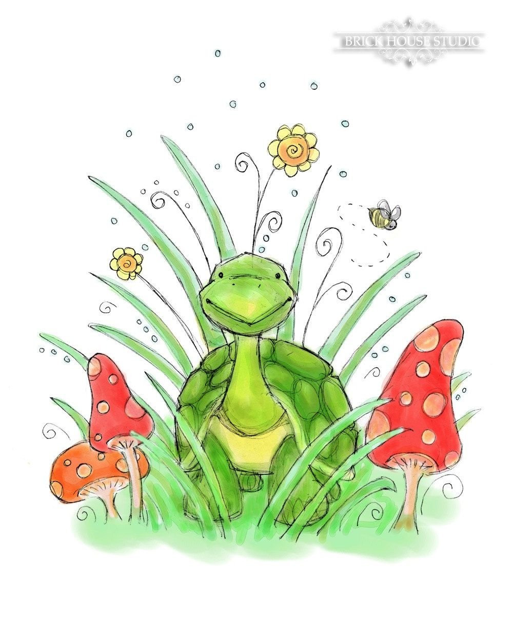 Забавная черепашка рисунок