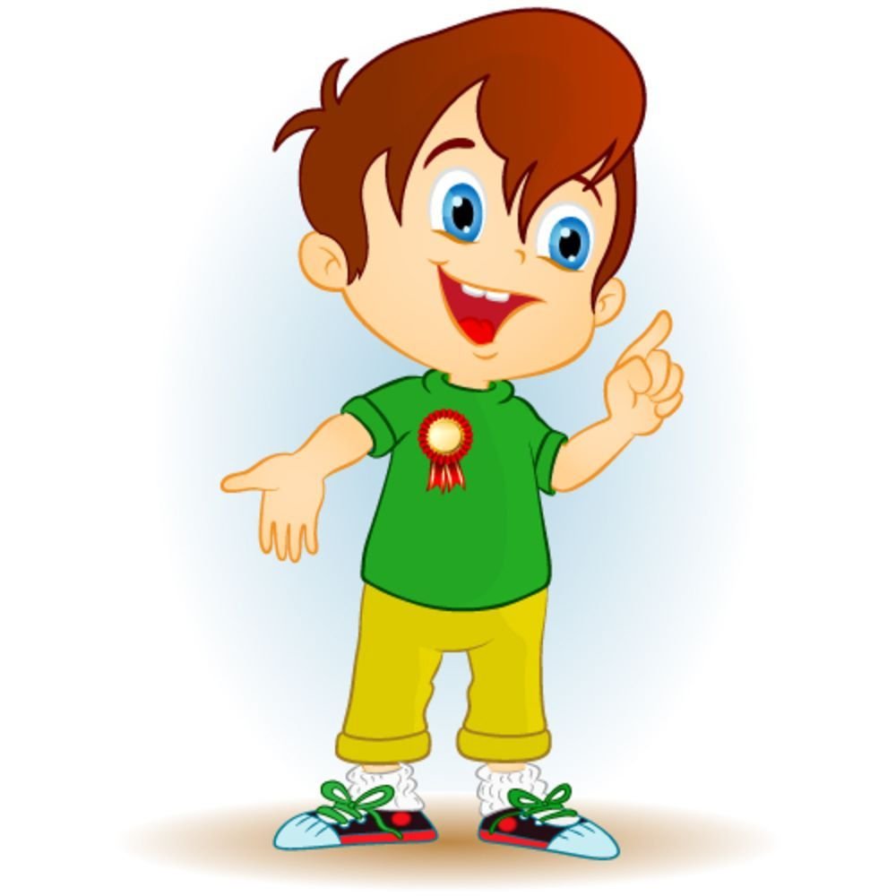 Мультяшный мальчик указывает