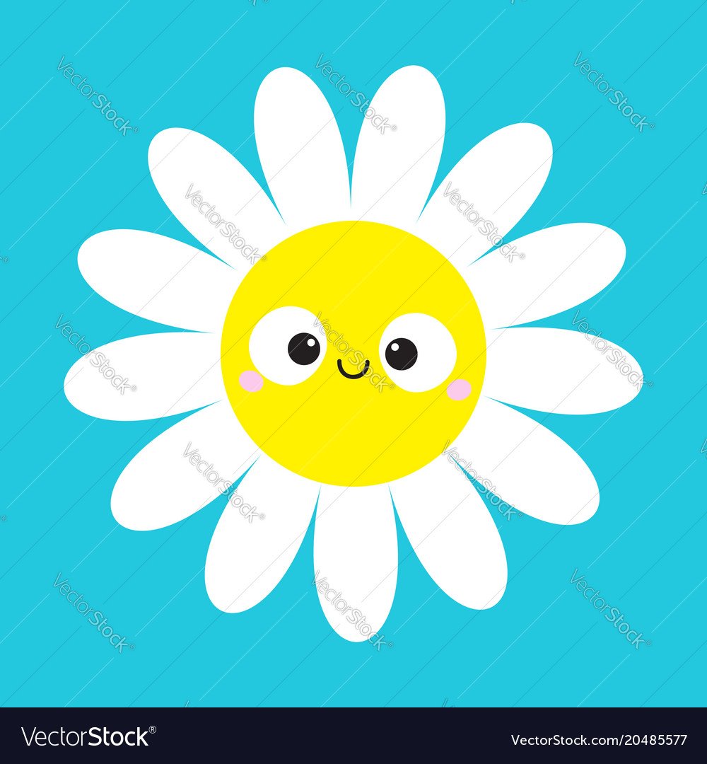 Белая Ромашка с улыбкой