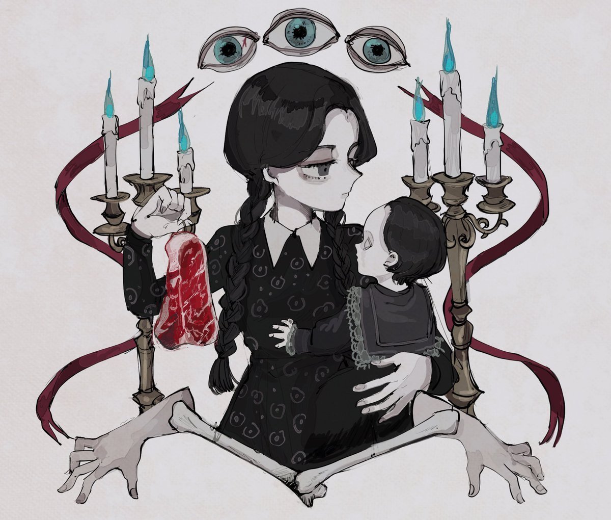 Уэнсдей арт картинки